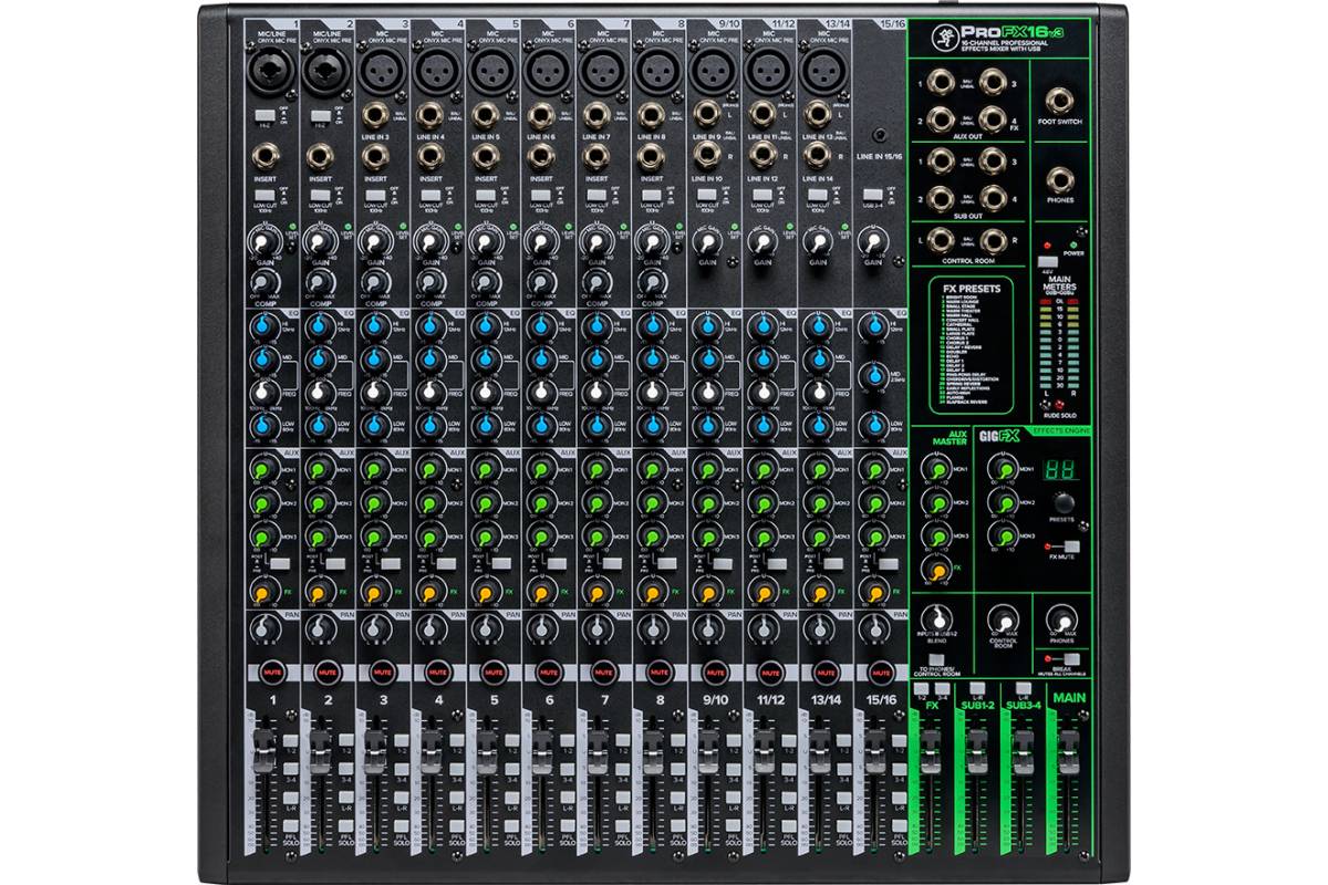 MACKIE PROFX16V3 ̳���� � ����������� �����������������. USB ���������, 11 ���������� �����, 5 �������