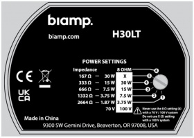 Biamp H30LT-G �������� �����������. ����������: 45 ��