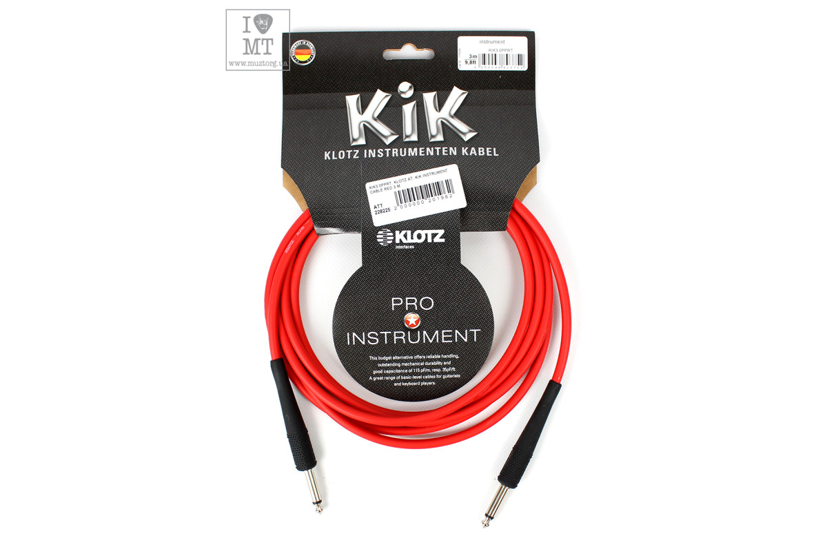 KLOTZ KIK INSTRUMENT CABLE RED 3 M ������ ����������������. �������: 3 �